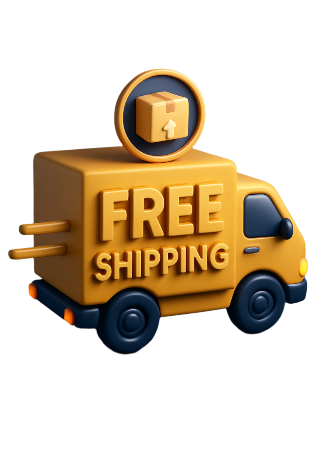 Yellow delivery truck with 'FREE SHIPPING' text ByBeaks Cables