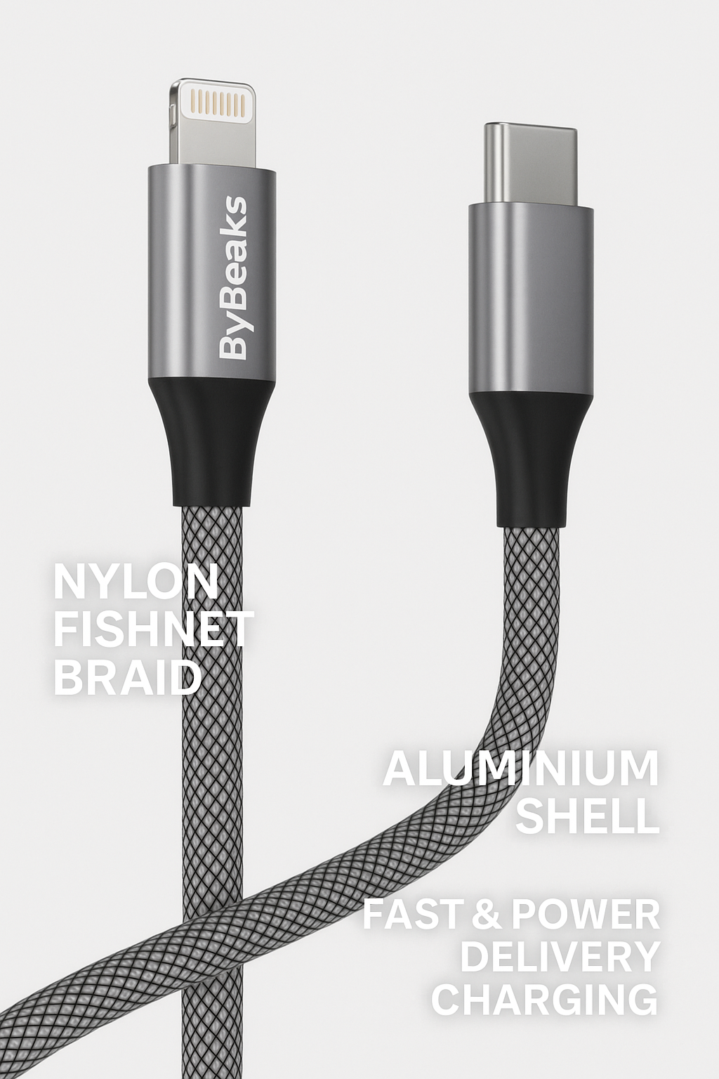High-speed charging USB-C to Lightning cable designed by ByBeaks