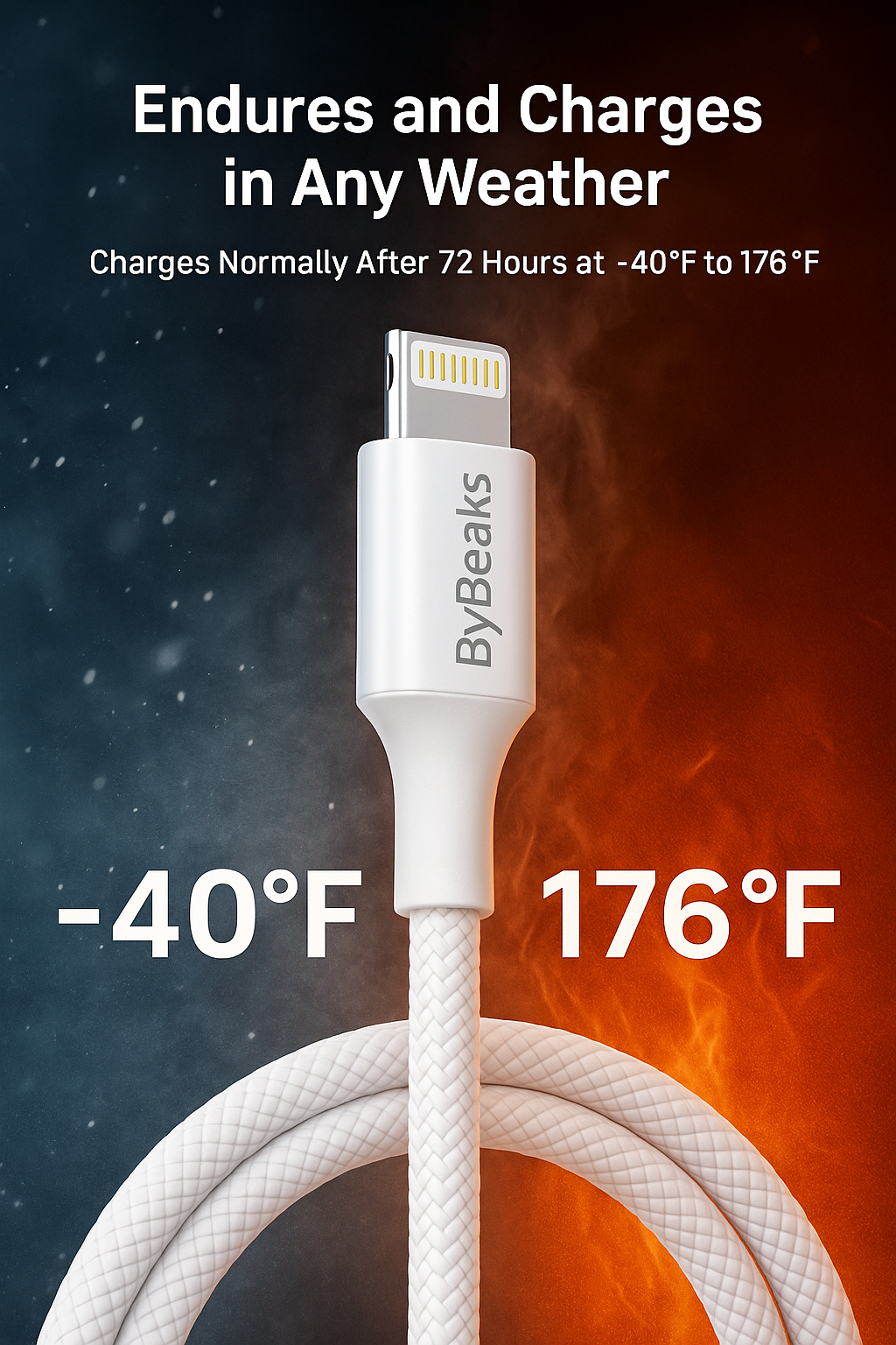 Durable mesh braided USB C cable by ByBeaks supporting 66W fast charging