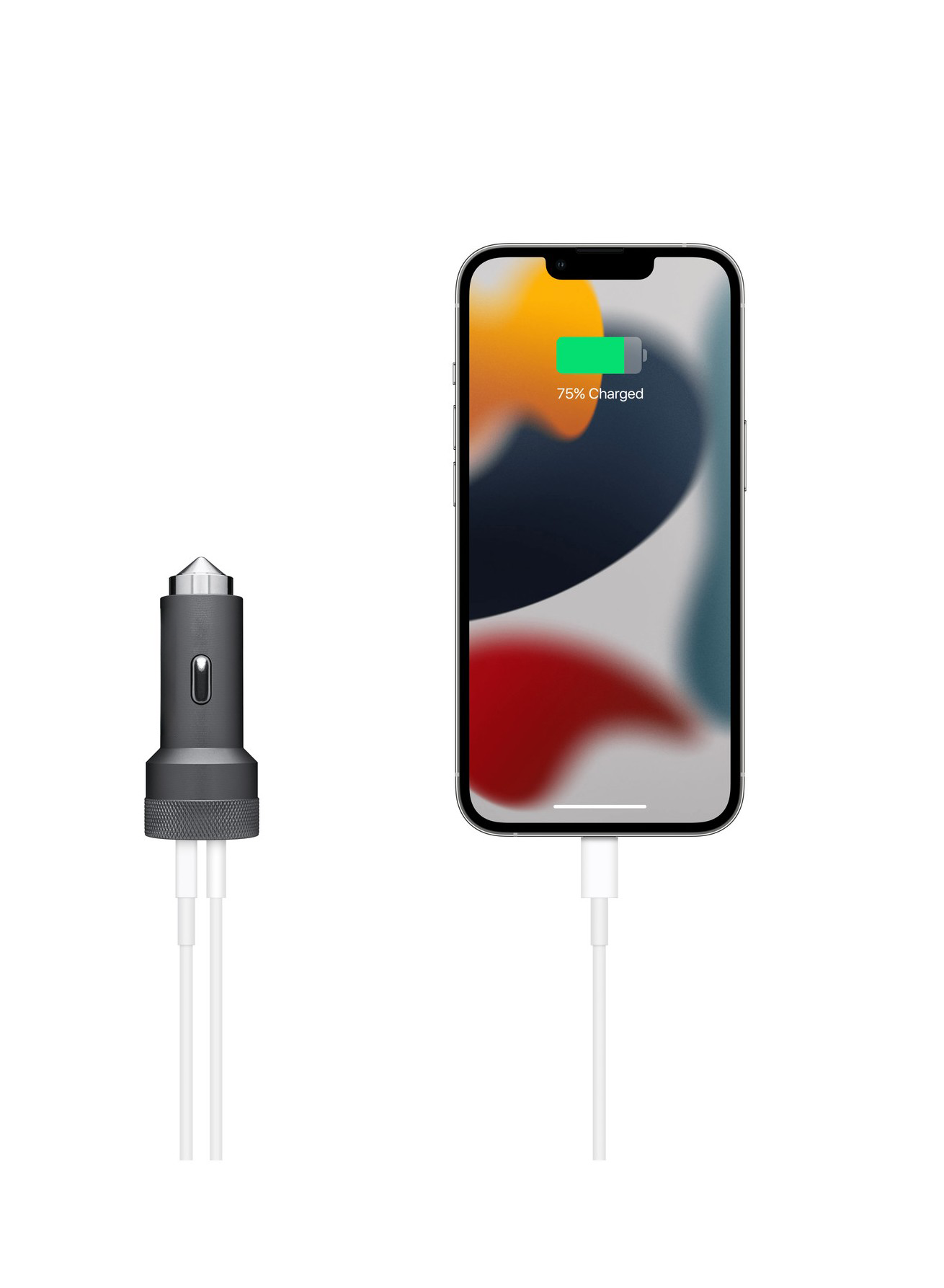 ByBeaks Dual USB-C Car Charger charging iPhone and Samsung devices