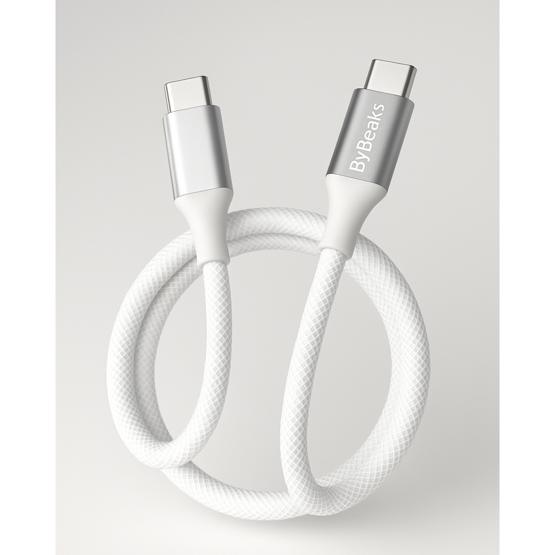 ByBeaks 66w USB-C Power Delivery Cable (Pack of 2) (Multicolor Black + White Cables)